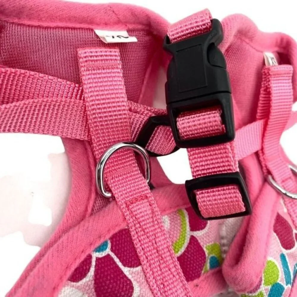 Dog Harness Set Of 2 Pink Floral Mod Print XS Flaw